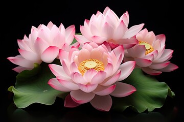 Exquisite pink Lotus flowers on white background.