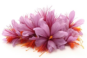 Saffron flowers isolated on white. - Powered by Adobe