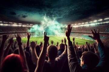 football or soccer fans at a game in a stadium, Generative AI