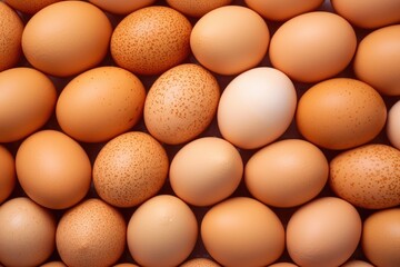 Top view of cartons filled with fresh raw chicken eggs