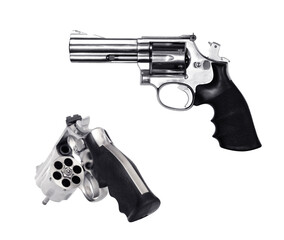 Collection of guns isolated on white background.