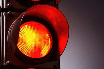 Traffic signal symbolizing maintenance exit and risk displays the color red
