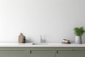 Obraz na płótnie Canvas kitchen interior mockup, empty wall mockup, 3d render, Generative AI 
