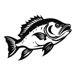 fish vector illustration silhouette laser cutting black and white shape