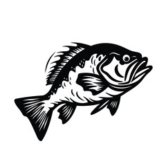 fish vector illustration silhouette laser cutting black and white shape