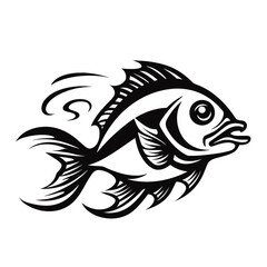 fish vector illustration silhouette laser cutting black and white shape