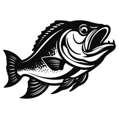 fish vector illustration silhouette laser cutting black and white shape