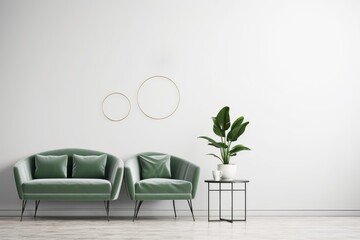 modern living room interior, wall mockup, Generative AI