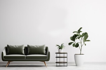 modern living room interior, wall mockup, Generative AI