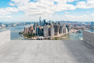 Skyscrapers Cityscape Downtown, New York Skyline Buildings. Beautiful Real Estate. Day time. Empty...