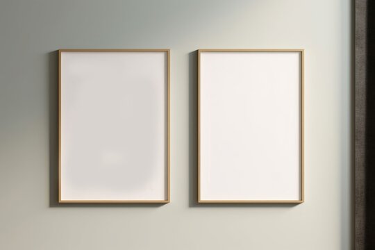 Frame mockup, two frames on the wall, 3d render, Generative AI
