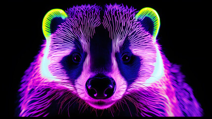 Blacklight of Honey Badger face, This makes the Honey Badger pattern clearly visible in the...