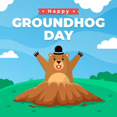 Happy Groundhog Day. Groundhog Day illustration vector background. Vector eps 10
