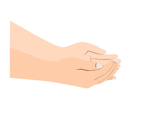 Female hand on a white background.
