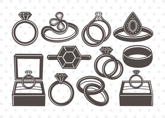 Engagement Ring Clipart SVG Cut File | Diamond Ring Svg | Wedding Ring Svg | Ring Svg | Diamond Wedding Ring Svg | Gold Ring Svg | Engagement Ring Svg Bundle - obrazy, fototapety, plakaty