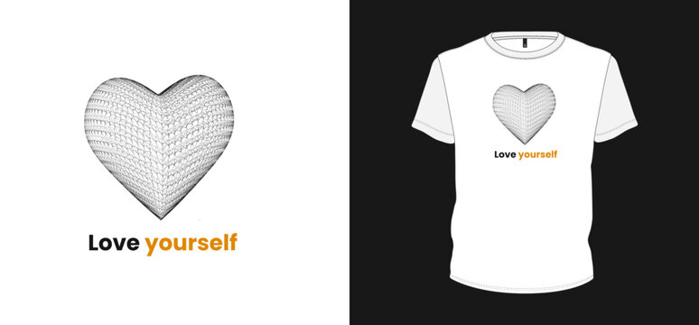 Love yourself text with lohe sign t-shirt and apparel trendy design with heart symbol, typography, print, vector illustration.