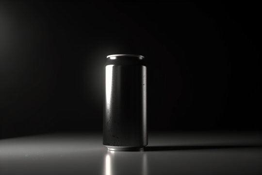 3D Render of Dark Black Soda Can Background