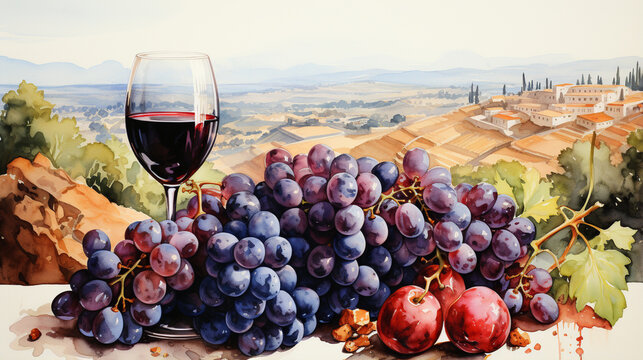 wine and grapes HD 8K wallpaper Stock Photographic Image 
