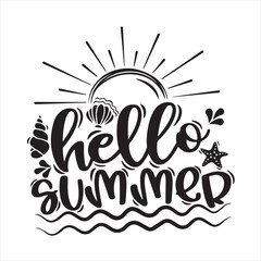 hello summer logo inspirational positive quotes, motivational, typography, lettering design