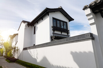 Empty path outside the residential buildings
