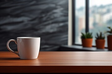 coffee cup on the table in morning, generative ai.