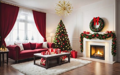 Christmas decoration at home. xmas and new year celebration for party on holiday.