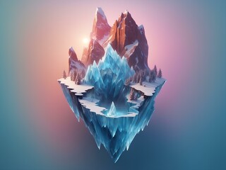 icy mountains 360 degree, blank background, for design, isolated