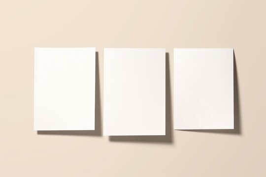 Four vertical cards mockup in boho, invitation mockup, greeting card on beige background, 3d render, Generative AI