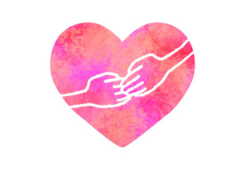 水彩のハートのイラスト　ラブ