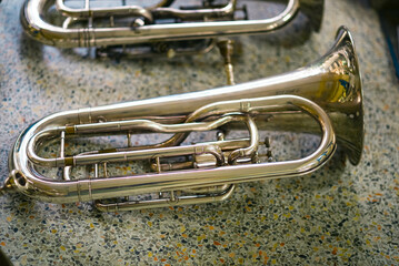 French Horn , trumpet bass instrument - 677017988
