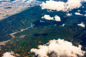 Aerial view of mountains in Shikoku, Japan