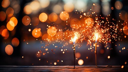 New Year fireworks display - obrazy, fototapety, plakaty