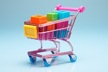 3D Shopping Cart Illustration on Isolated Background created with Generative AI