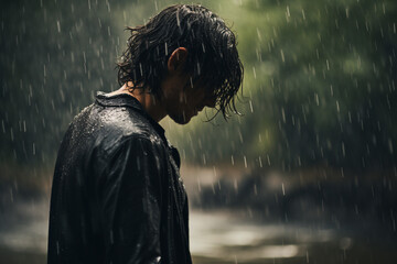 boy in the rain