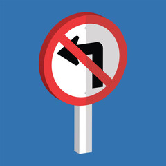No left Turn Sign Mutcd 3d shape vector illustration