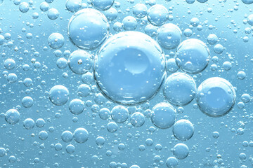Water bubble texture on blue background