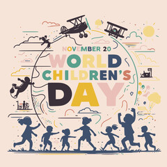 Creative Young Minds: World Children's Day Vector Graphics, November 20 celebration, editable Vector