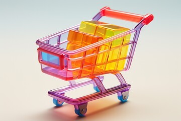 3D Shopping Cart Illustration on Isolated Background created with Generative AI