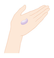 化粧品をなじませる女性の手