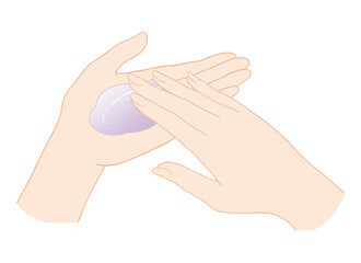 化粧品をなじませる女性の手