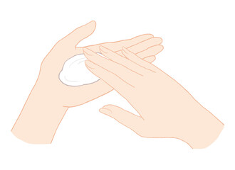 化粧品をなじませる女性の手