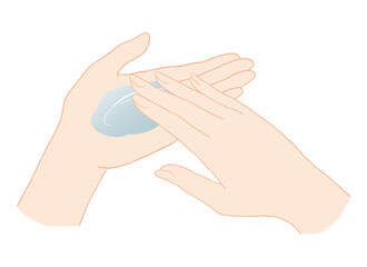 化粧品をなじませる女性の手