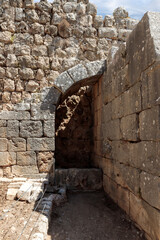 Stone  arched ceiling in the medieval fortress of Nimrod - Qalaat al-Subeiba, located near the border with Syria and Lebanon on the Golan Heights, in northern Israel