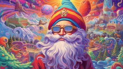 Obraz na płótnie Canvas psychedelic santa claus for christmas