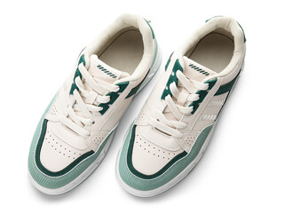 Stylish sneakers on white background
