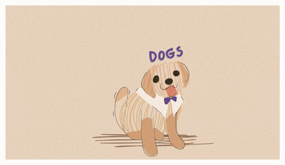 Web Hand drawn vector illustration of cute dog.Labrador or golden retriever dog .