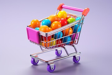 3D Shopping Cart Illustration on Isolated Background created with Generative AI