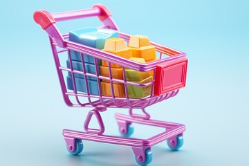 3D Shopping Cart Illustration on Isolated Background created with Generative AI