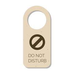 Obraz premium Do not disturb door hanger sign, tag or label. Hotel room door handle or knob hanging card and warning message on white background. Vector illustration.