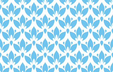 Flower geometric pattern. Seamless vector background. Blue and white ornament